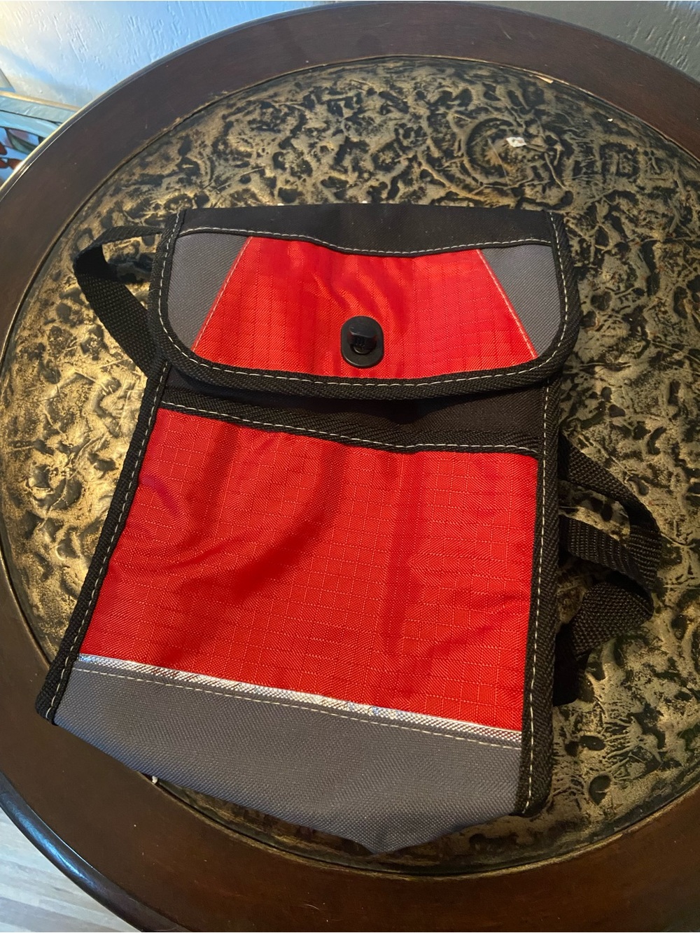 Red and Gray Lightweight Crossbody Tote Bag